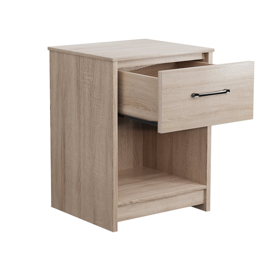 Wooden End Side Table Nightstand with Drawer Storage Shelf-Natural Kids Crystal
