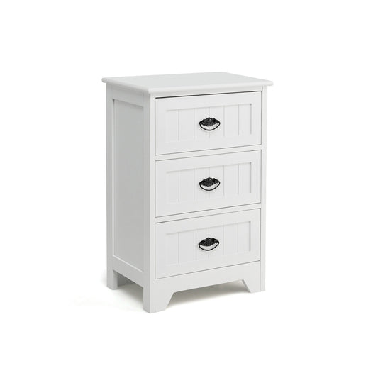 3-Drawer End Storage Wood Side Nightstand-White Kids Crystal