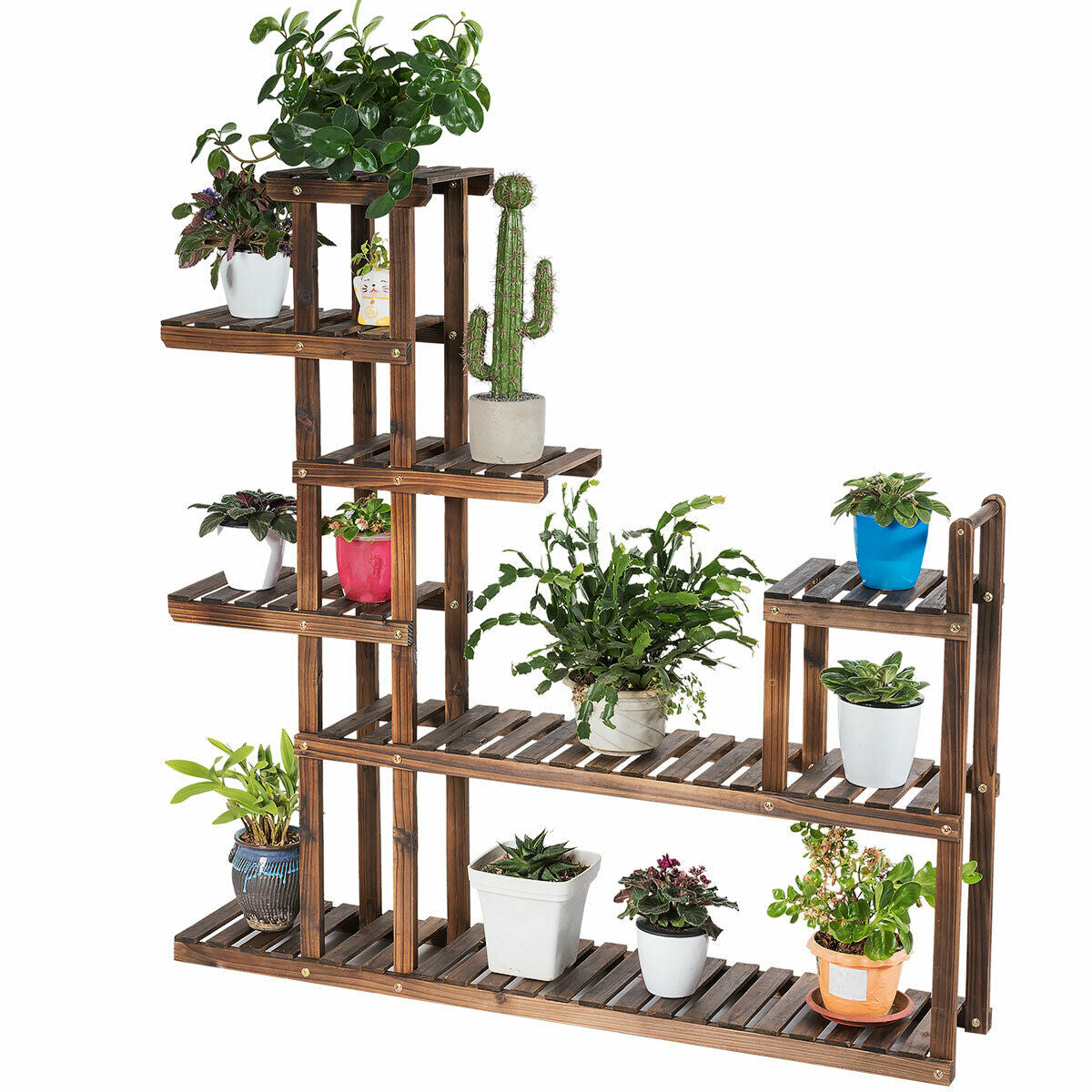 7-Tier Flower Wood Stand Plant Display Rack Storage Shelf Kids Crystal