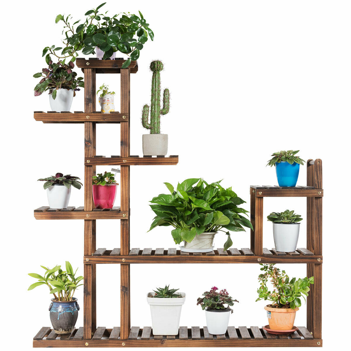 7-Tier Flower Wood Stand Plant Display Rack Storage Shelf Kids Crystal