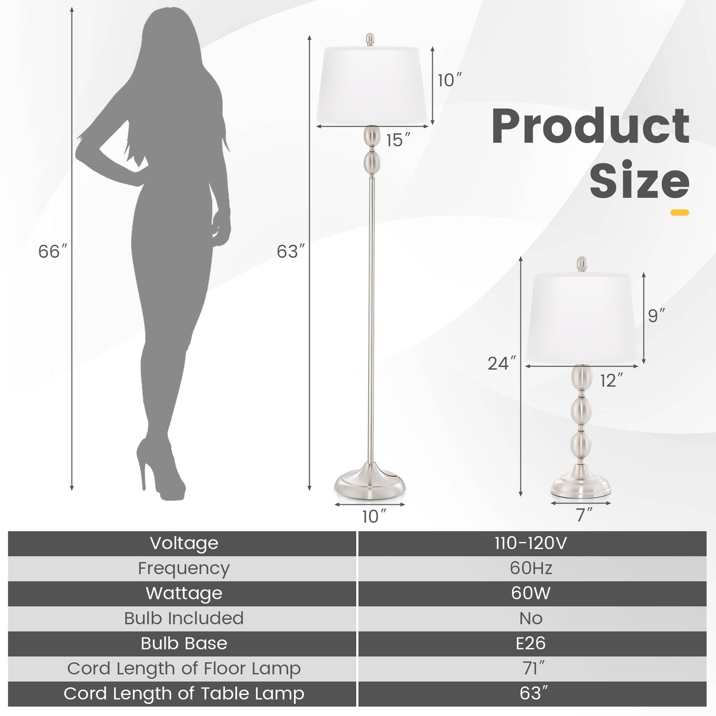 3-Piece Table and Floor Lamp Set Kids Crystal