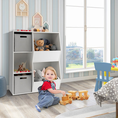 White Kids Toy Storage Cabinet Shelf Organizer