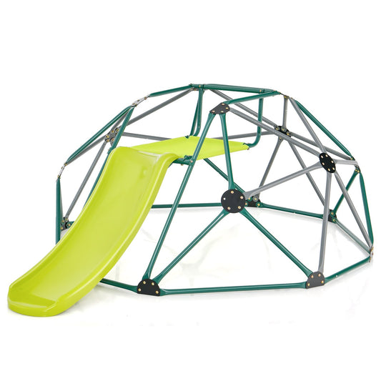 Kids Climbing Dome with Slide and Fabric Cushion for Garden Yard-Green Kids Crystal