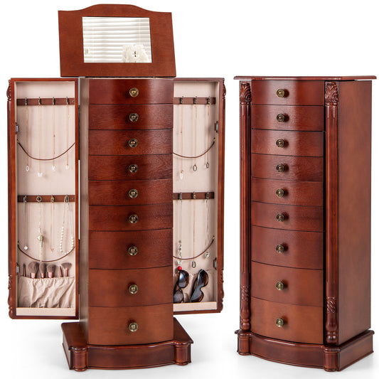 Large Wooden Jewelry Storage Box Organizer Kids Crystal
