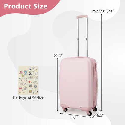 Hardside Luggage with Spinner Wheels with TSA Lock and Height Adjustable Handle-Pink