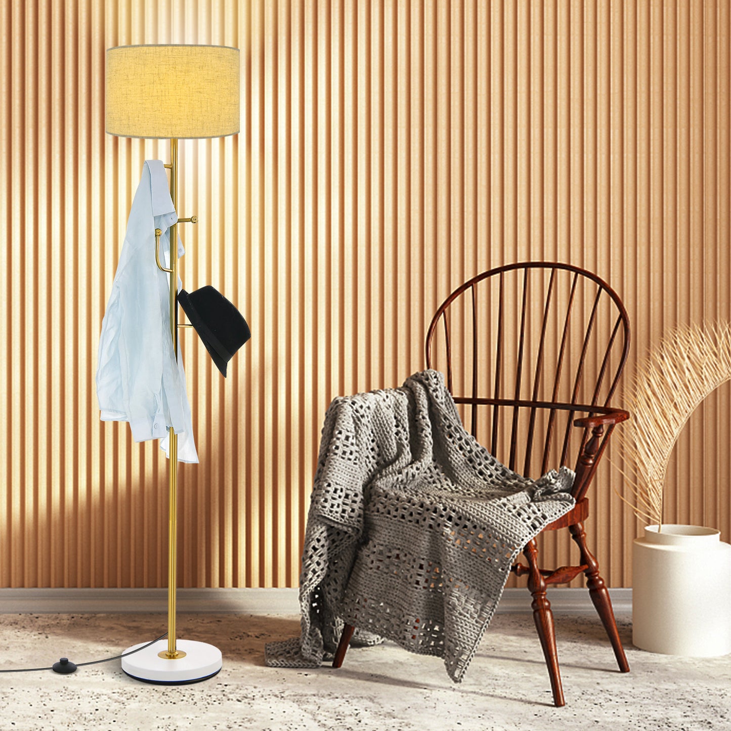 Freestanding Tall Pole Lamp with 5 Hooks and Sturdy Weighted Base Kids Crystal