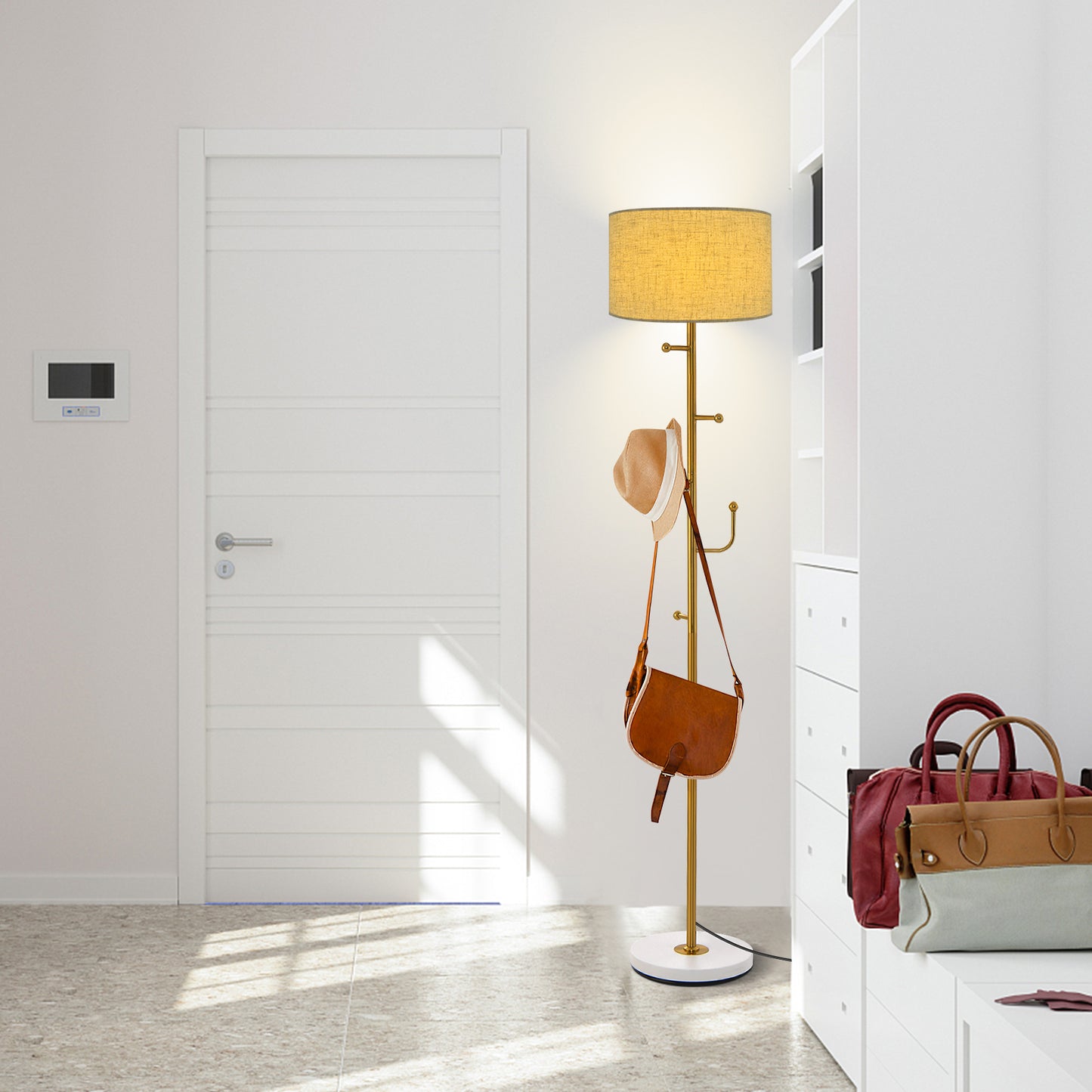 Freestanding Tall Pole Lamp with 5 Hooks and Sturdy Weighted Base Kids Crystal