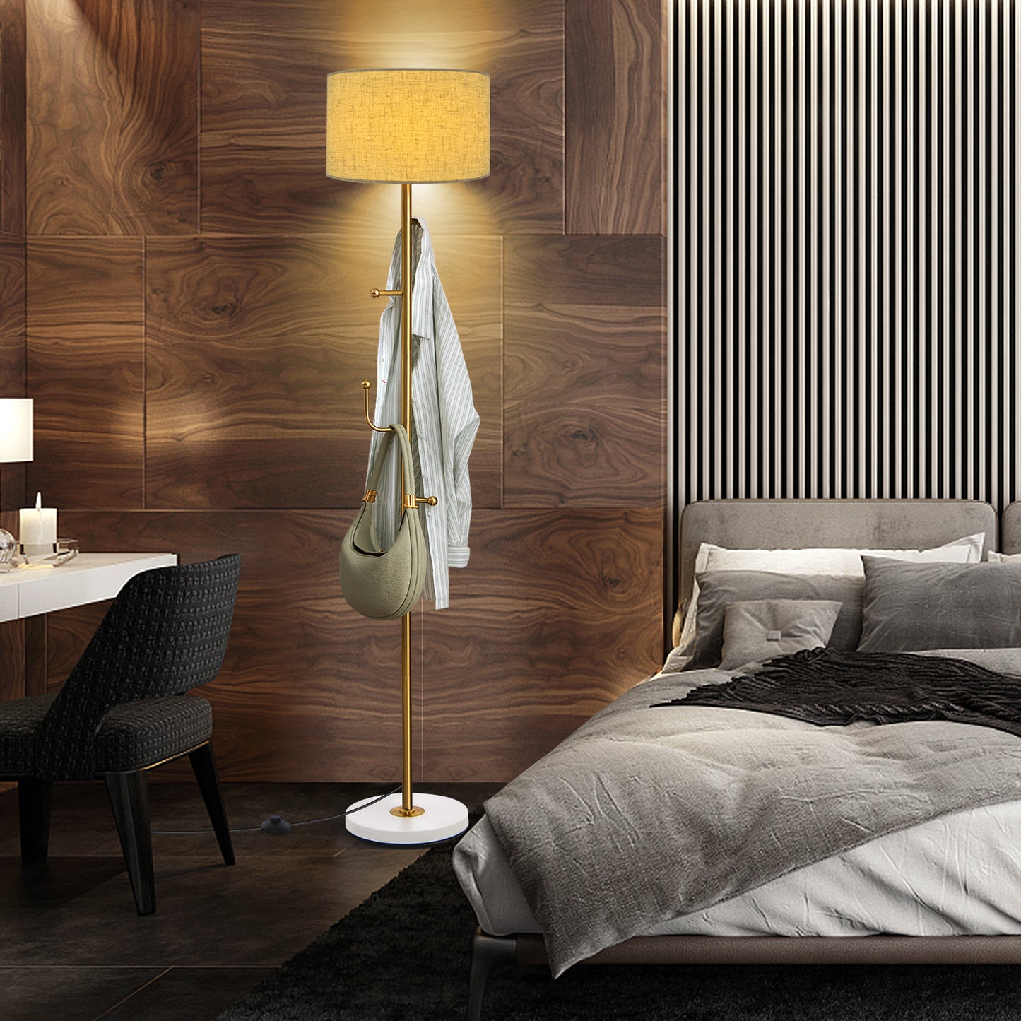 Freestanding Tall Pole Lamp with 5 Hooks and Sturdy Weighted Base Kids Crystal