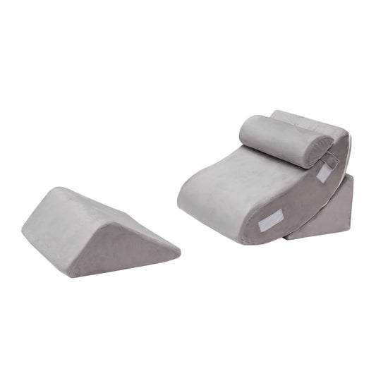 4 Pieces Bed Wedge Pillow for Back Neck and Leg Pain Relief-Gray Kids Crystal
