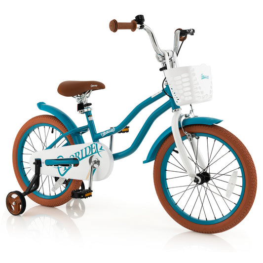 Children Bicycle with Front Handbrake and Rear Coaster Brake-Turquoise Kids Crystal