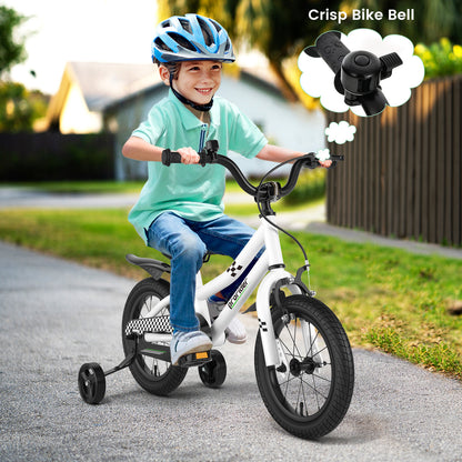 14 Inch Kids Bike with 2 Training Wheels for 3-5 Years Old-Black &amp; White
