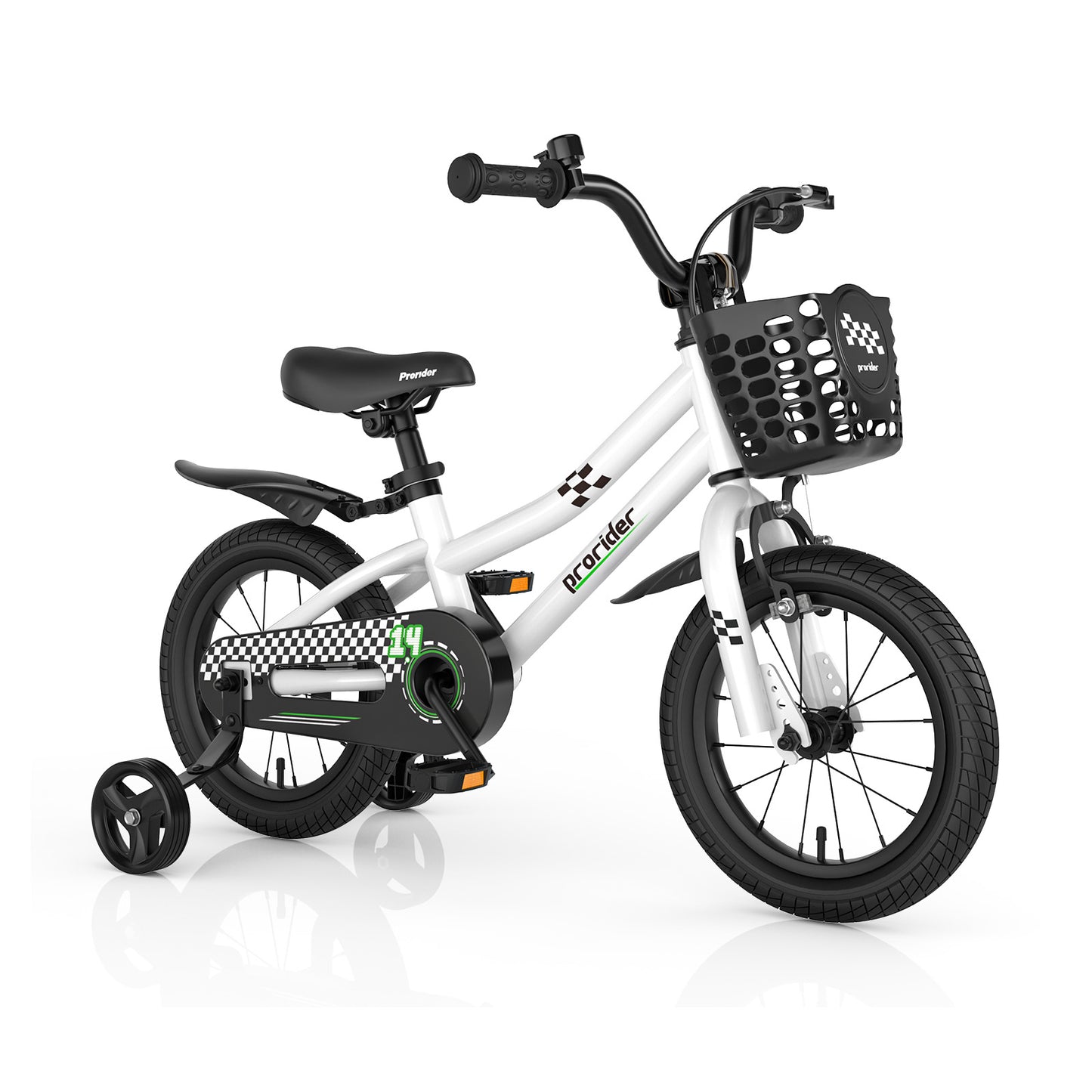 14 Inch Kids Bike with 2 Training Wheels for 3-5 Years Old-Black &amp; White Kids Crystal
