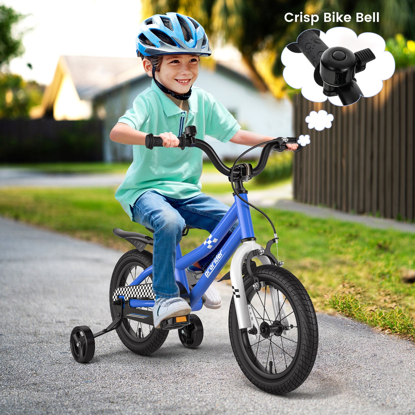 14 Inch Kids Bike with 2 Training Wheels for 3-5 Years Old-Navy Kids Crystal