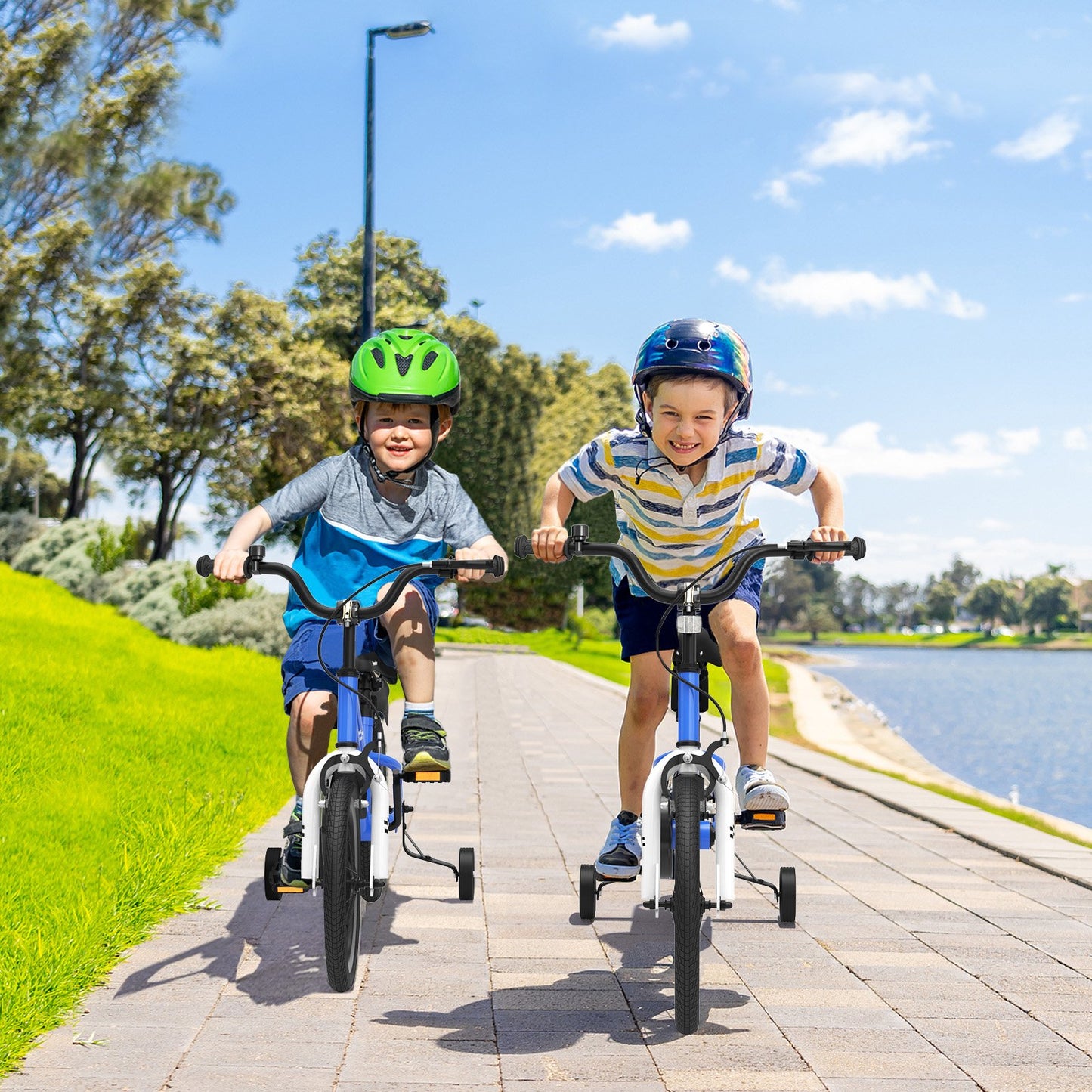 14 Inch Kids Bike with 2 Training Wheels for 3-5 Years Old-Navy Kids Crystal