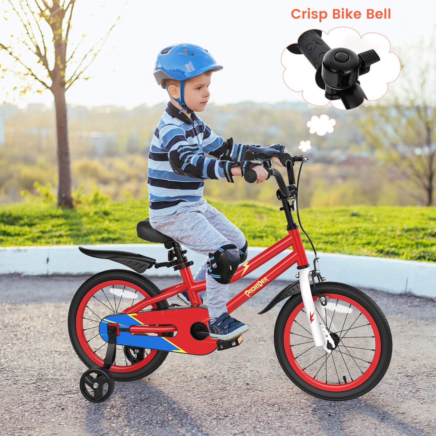 16 Inch Kids Bike with Removable Training Wheels-Red Kids Crystal