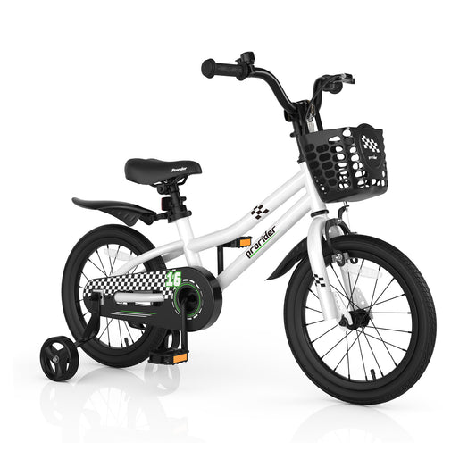 16 Inch Kids Bike with Removable Training Wheels-Black & White Kids Crystal