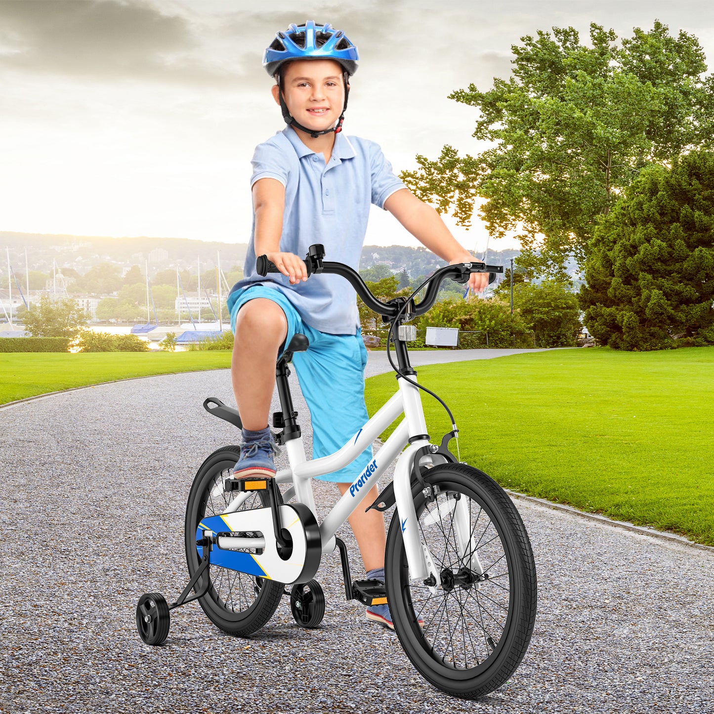 18 Feet Kids Bike with Removable Training Wheels-White Kids Crystal