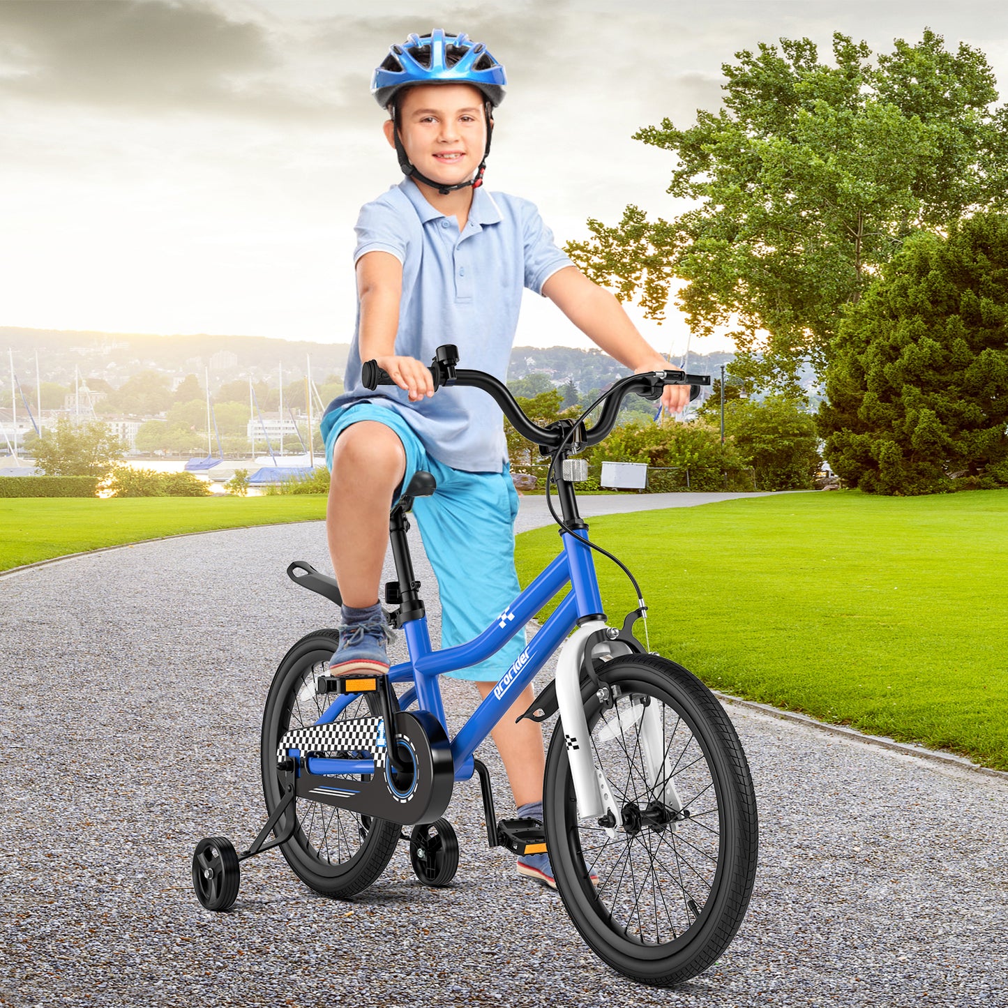 18 Feet Kids Bike with Removable Training Wheels-Navy Kids Crystal