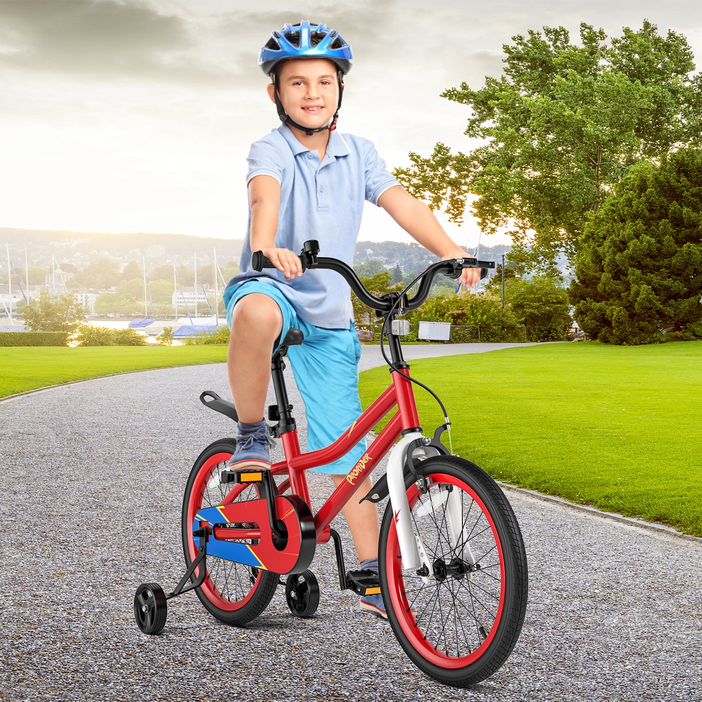 18 Feet Kids Bike with Removable Training Wheels-Red Kids Crystal