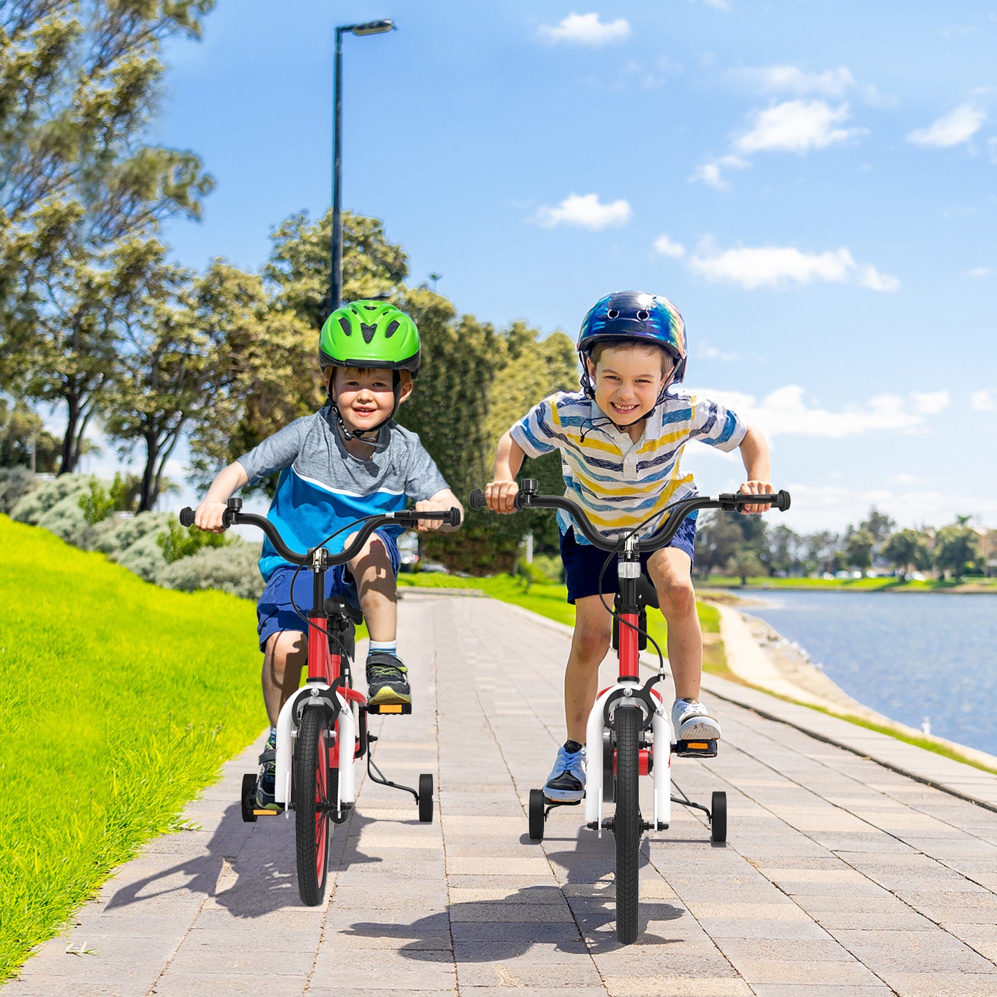 18 Feet Kids Bike with Removable Training Wheels-Red Kids Crystal