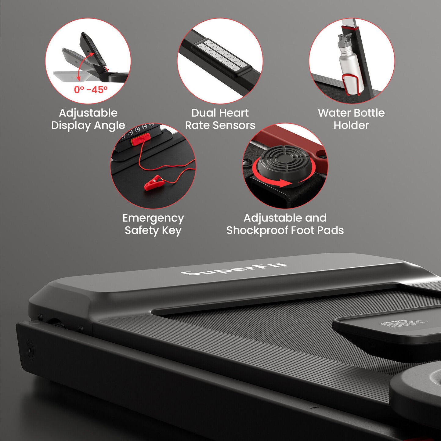 3HP Folding Treadmill with Adjustable Height and APP Control-Black Kids Crystal