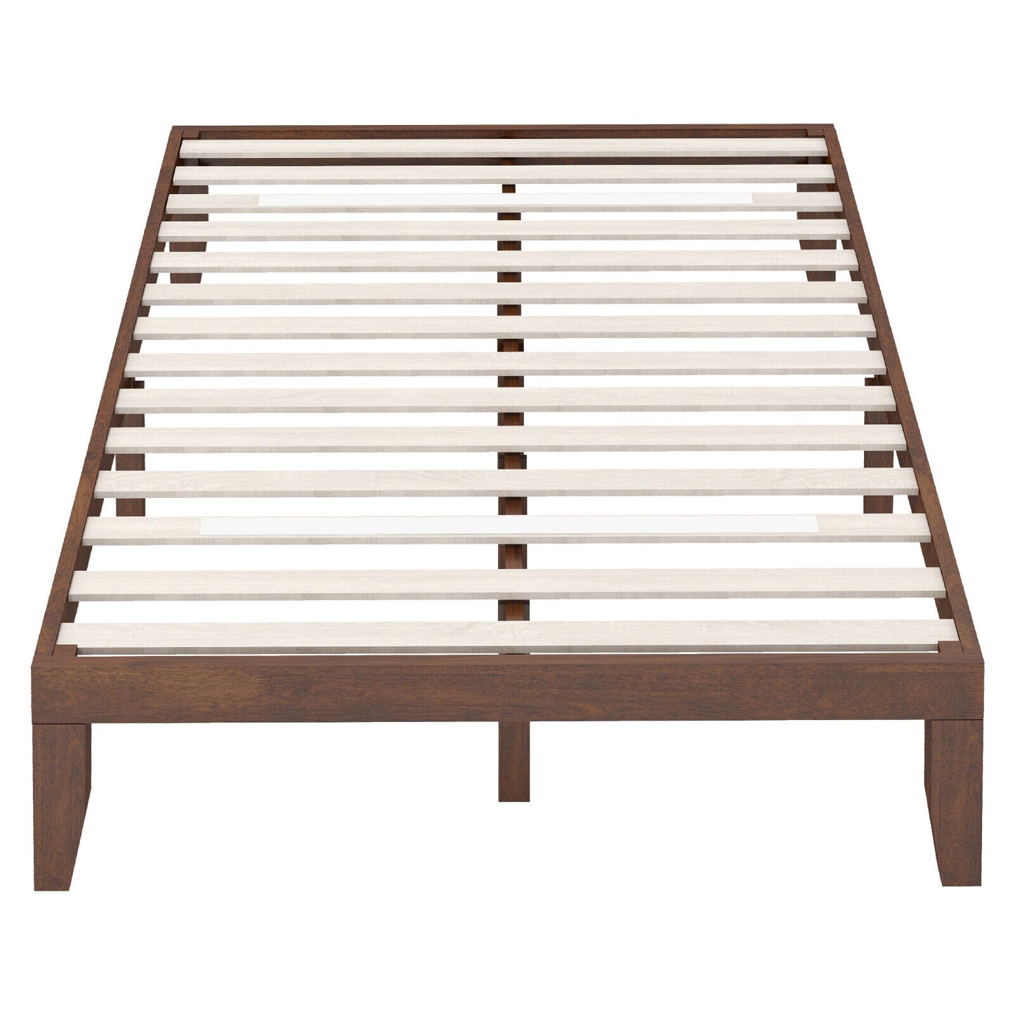 14 Inch Full Size Wood Platform Bed Frame with Wood Slat Support-Coffee Kids Crystal