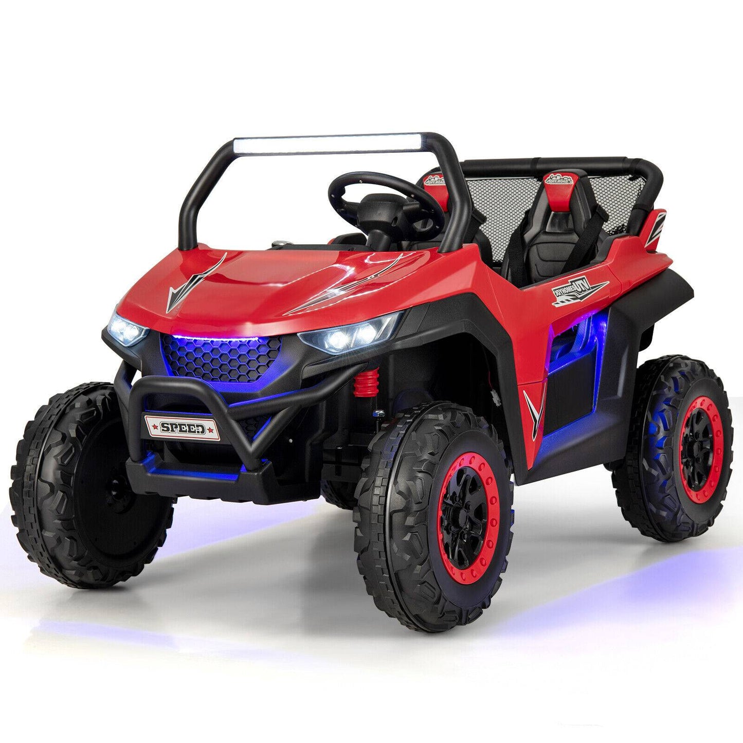 12V 2-Seater Kids Ride on UTV with Slow Start Function Music-Red Kids Crystal