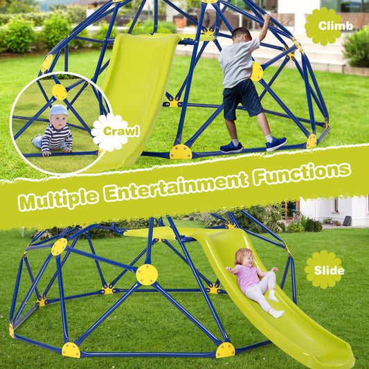 Kids Climbing Dome with Slide and Fabric Cushion for Garden Yard-Blue Kids Crystal