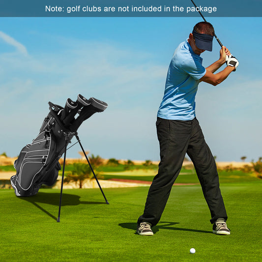 Golf Stand Cart Bag with 6-Way Divider Carry Pockets-Black Kids Crystal