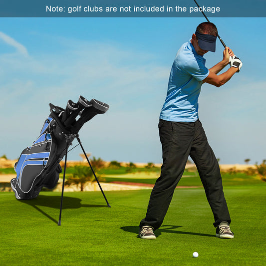 Golf Stand Cart Bag with 6-Way Divider Carry Pockets-Blue Kids Crystal