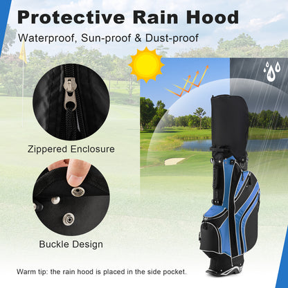 Golf Stand Cart Bag with 6-Way Divider Carry Pockets-Blue