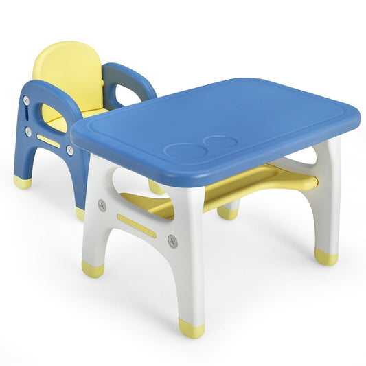 Kids Activity Table and Chair Set with Montessori Toys for Preschool and Kindergarten-Blue Kids Crystal
