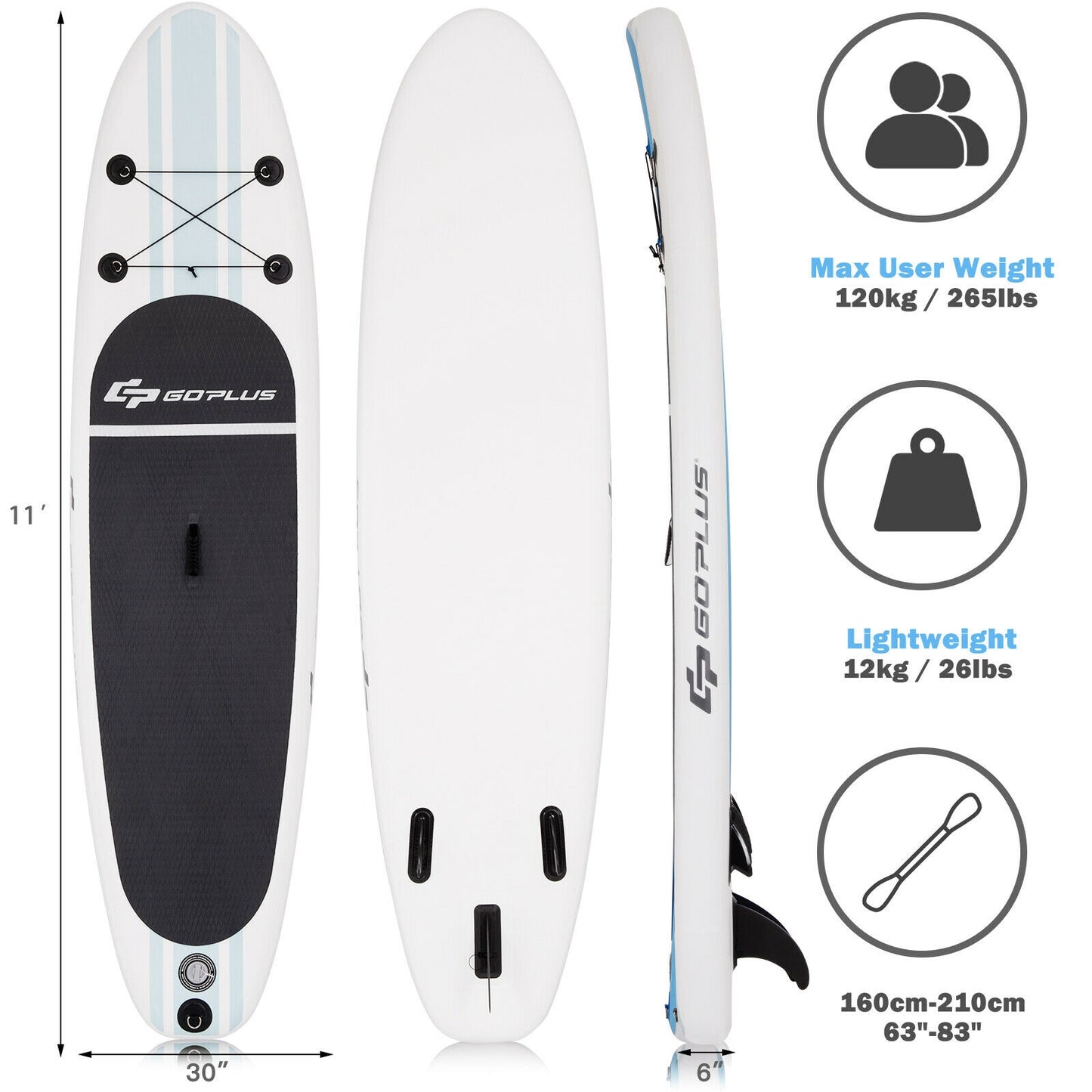 Inflatable Stand Up Paddle Board SUP with Paddle Pump Waterproof Bag-L Kids Crystal
