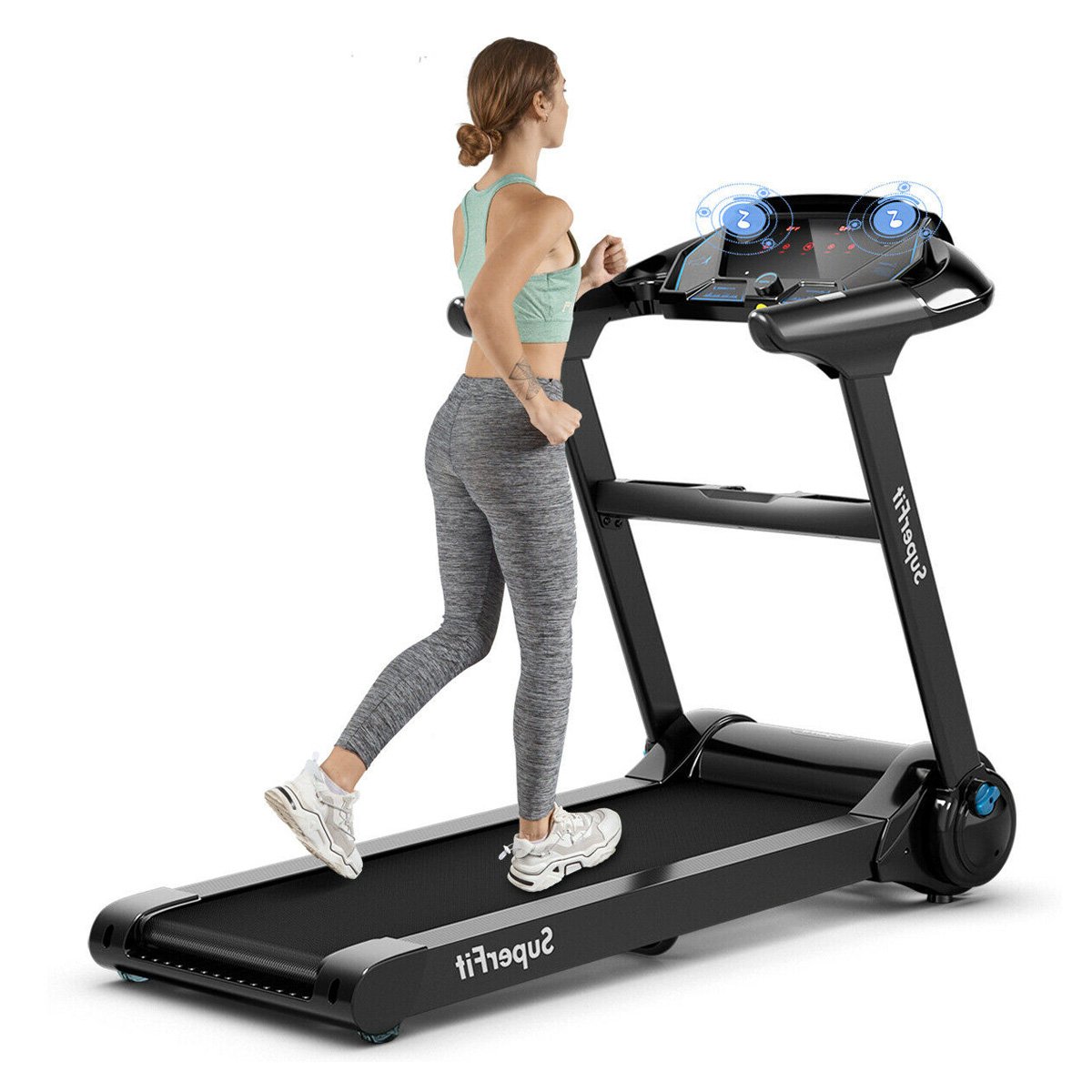 2.25HP Folding Treadmill Running Jogging Machine with APP heart rate bluetooth Kids Crystal