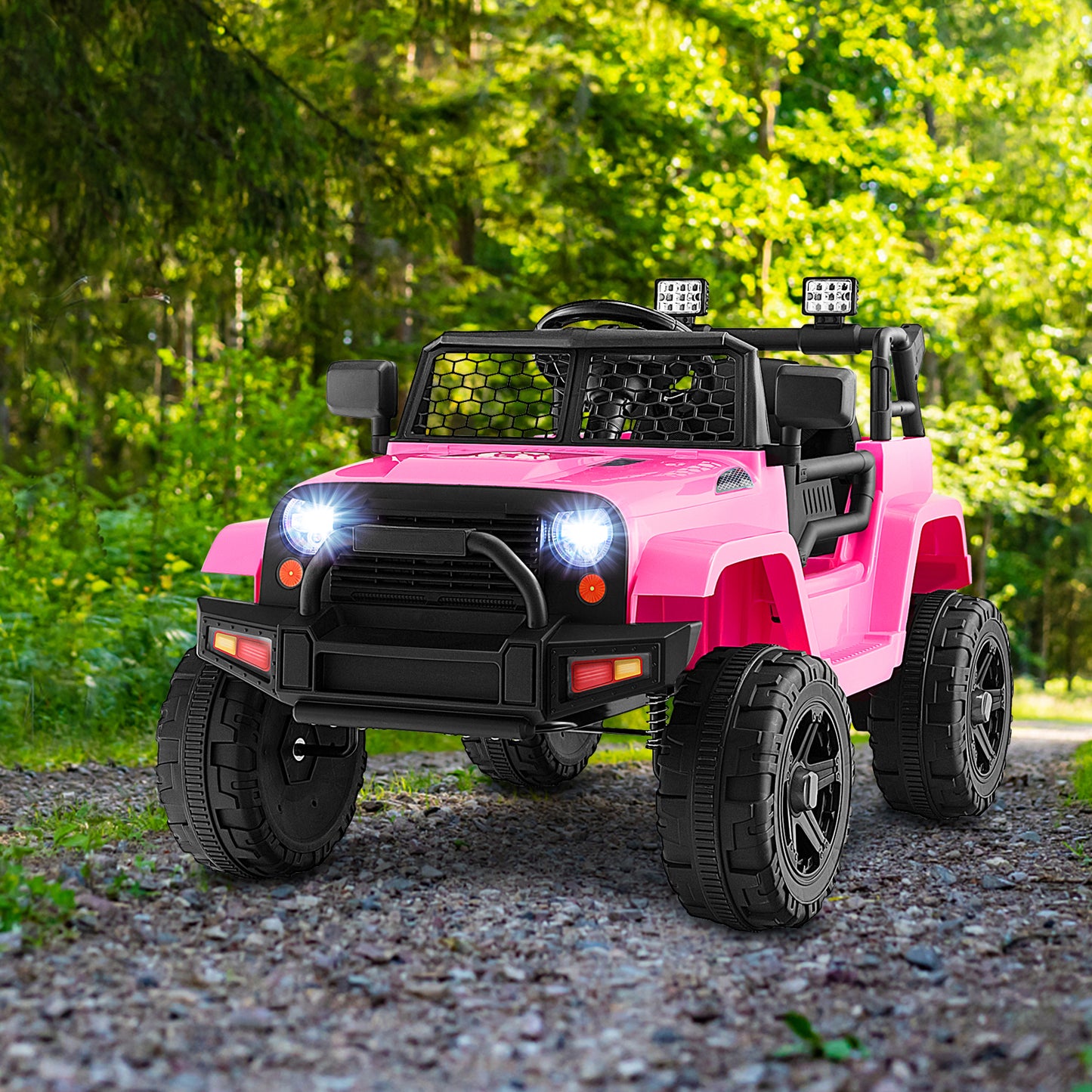 12V Kids Ride On Truck with Remote Control and Headlights-Pink Kids Crystal