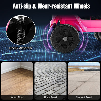 12V Kids Ride On Truck with Remote Control and Headlights-Pink