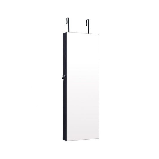 Lockable Storage Jewelry Cabinet  with Frameless Mirror-Black Kids Crystal