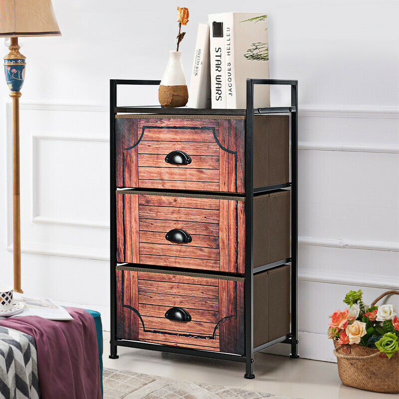 Industrial 3-Layers Fabric Dresser with Fabric Drawers and Steel Frame Kids Crystal