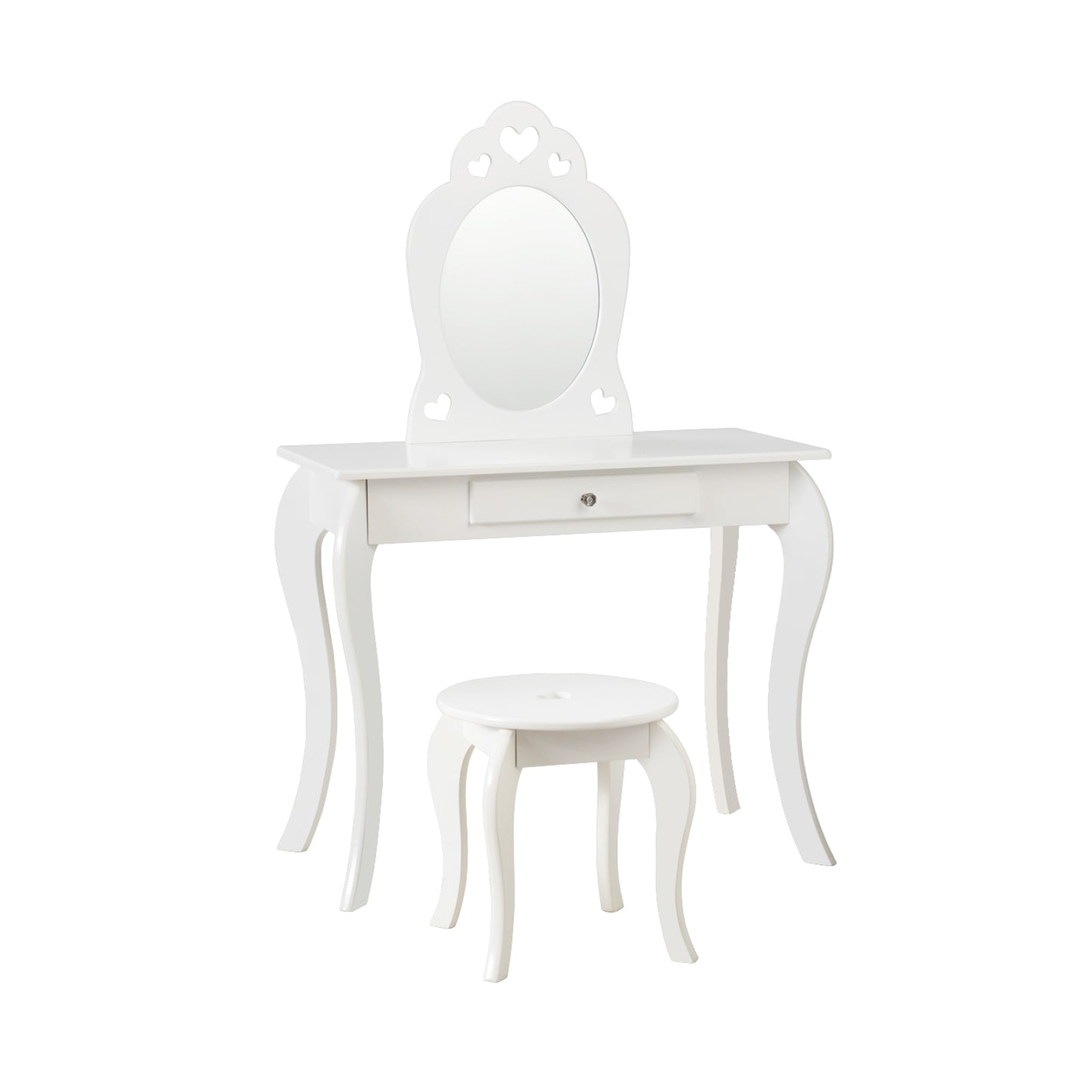 Kids Princess Makeup Dressing Play Table Set with Mirror -White Kids Crystal