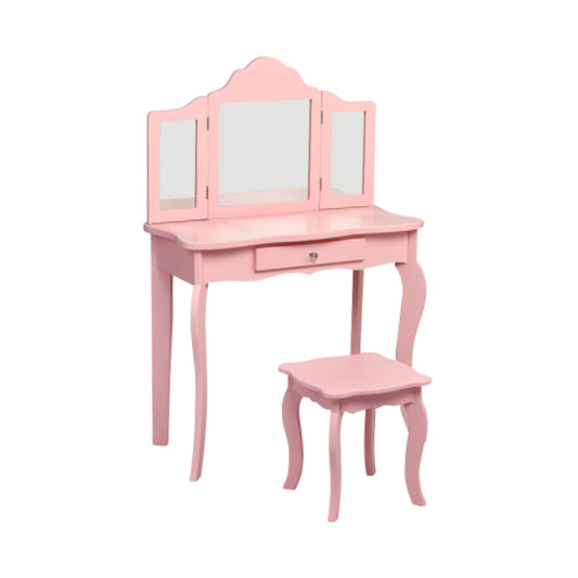 Kids Makeup Dressing Mirror Vanity Table Stool Set-Pink Kids Crystal