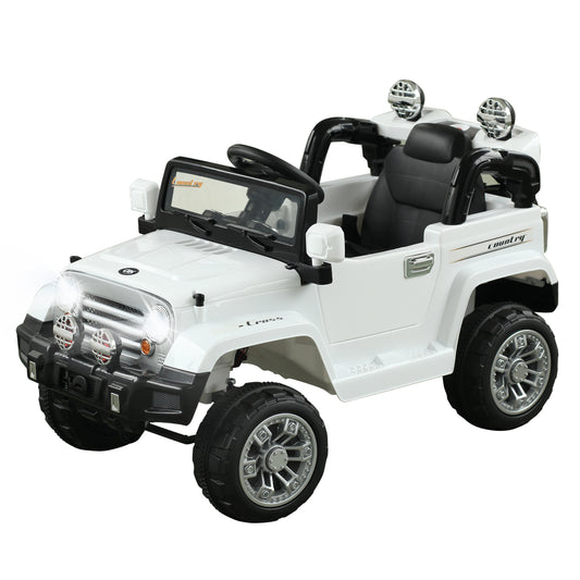 12V Kids Ride-On Truck: Remote Control, 2 Speeds, Lights, MP3, LCD Power Indicator, White Kids Crystal