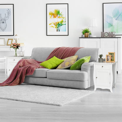 Wooden Accent End Table with Drawer Storage Cabinet Nightstand-White