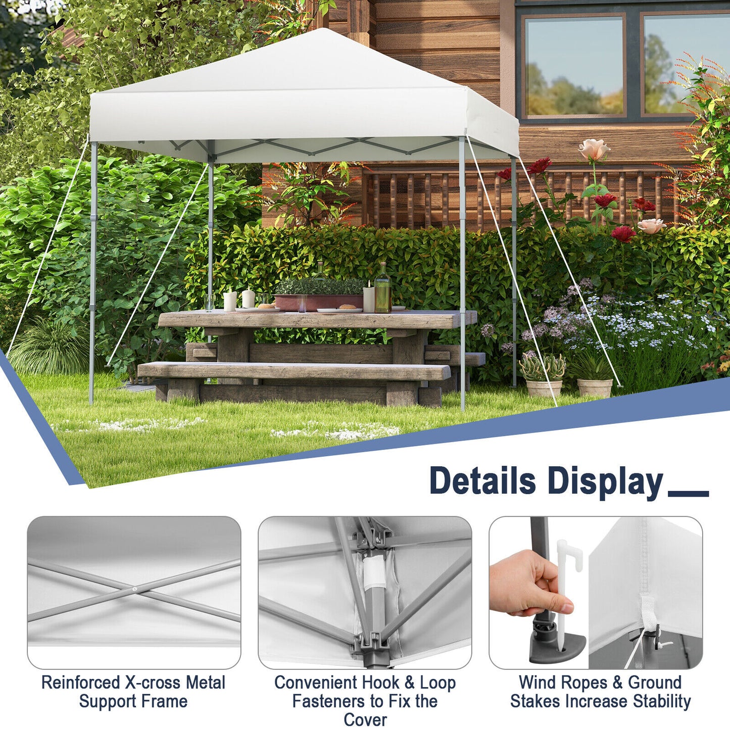 6.6 x 6.6 Feet Outdoor Pop-up Canopy Tent with UPF 50+ Sun Protection-White Kids Crystal