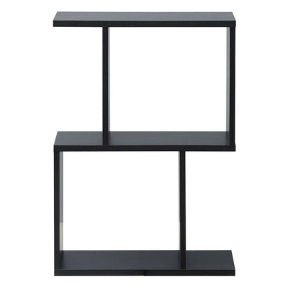2/3/4 Tiers Wooden S-Shaped Bookcase for Living Room Bedroom Office-2-Tier