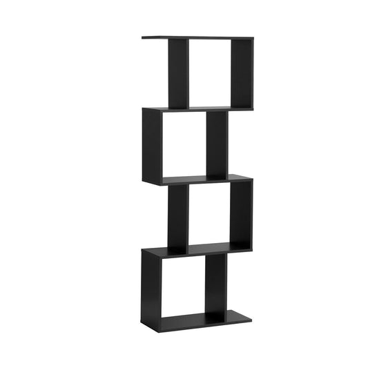 2/3/4 Tiers Wooden S-Shaped Bookcase for Living Room Bedroom Office-4-Tier Kids Crystal