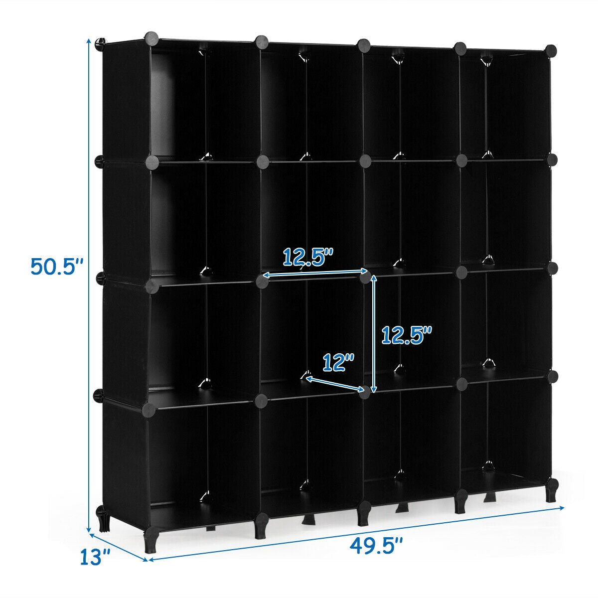 16 Plastic Cube Storage Organizer-Black Kids Crystal