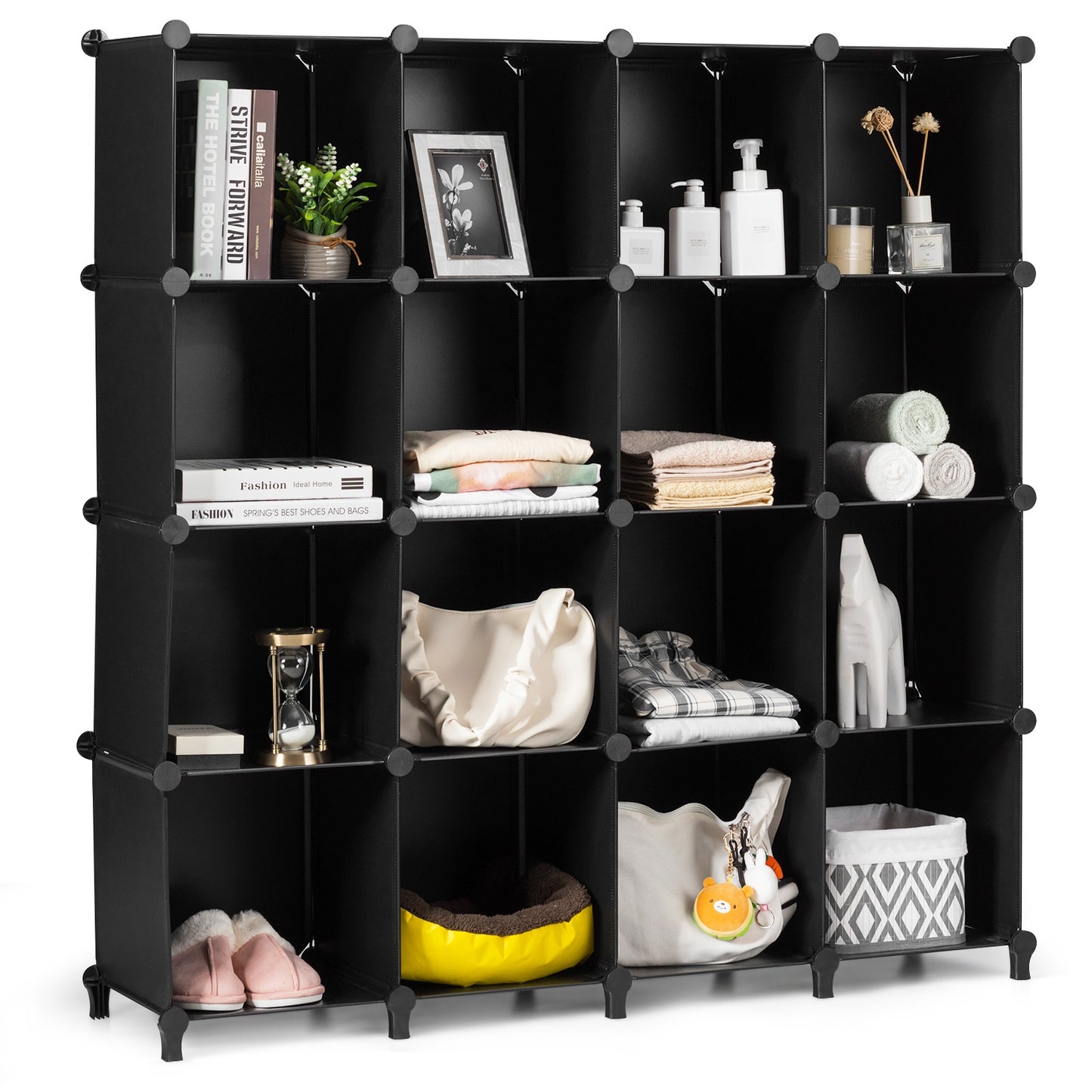 16 Plastic Cube Storage Organizer-Black Kids Crystal