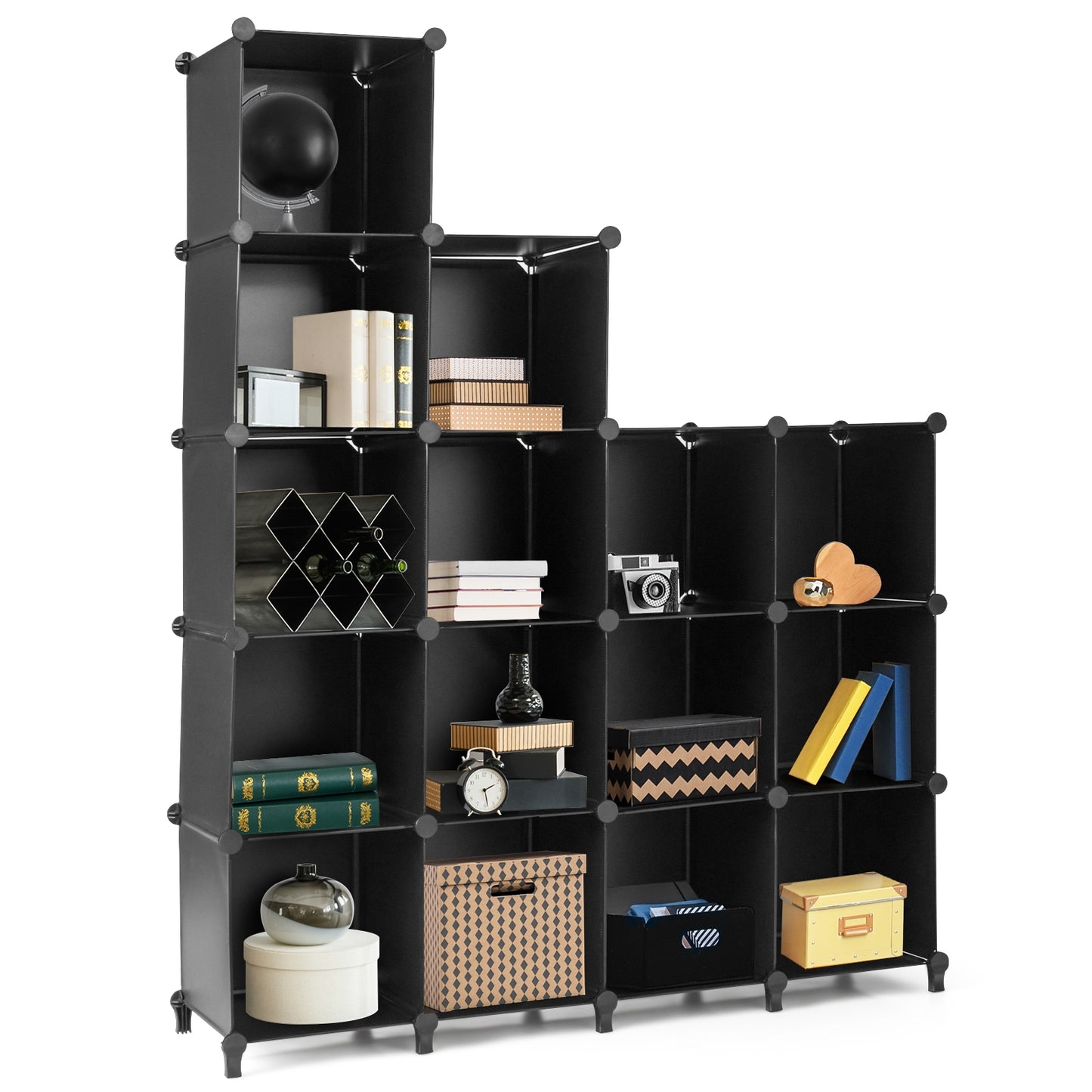 16 Plastic Cube Storage Organizer-Black Kids Crystal