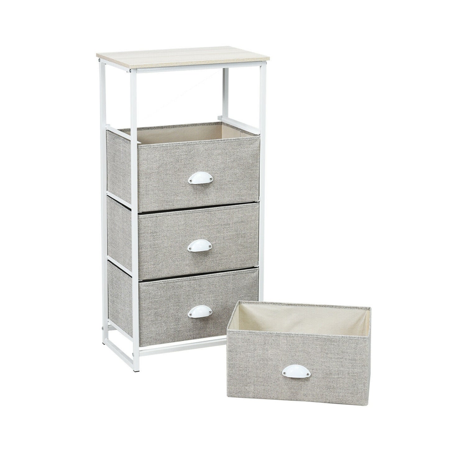 Chest Storage Tower Side Table Display Storage with 4 Drawers-Gray Kids Crystal