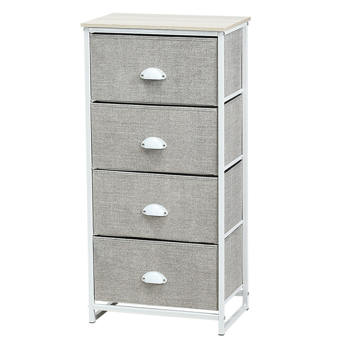 Chest Storage Tower Side Table Display Storage with 4 Drawers-Gray Kids Crystal